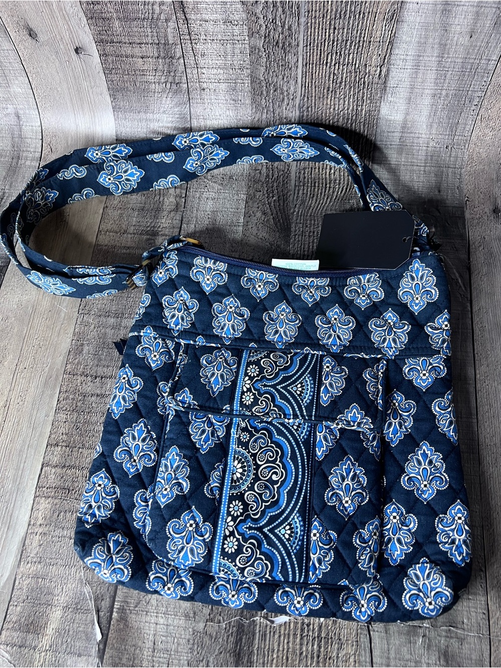 Vera Bradley Navy Blue Quilted Paisley Crossbody - Picture 7 of 12